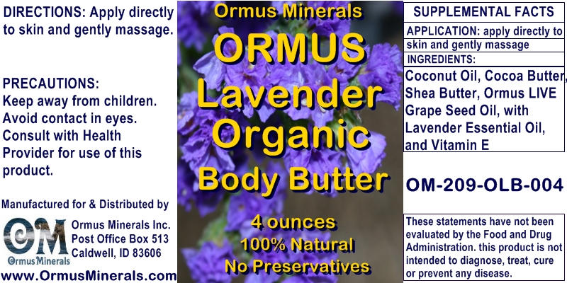 Ormus Minerals Lavender Organic Body Butter Ormus Minerals Lavender Organic Body Butter